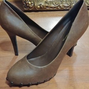 BCBGeneration Faux Brown Leather Heels